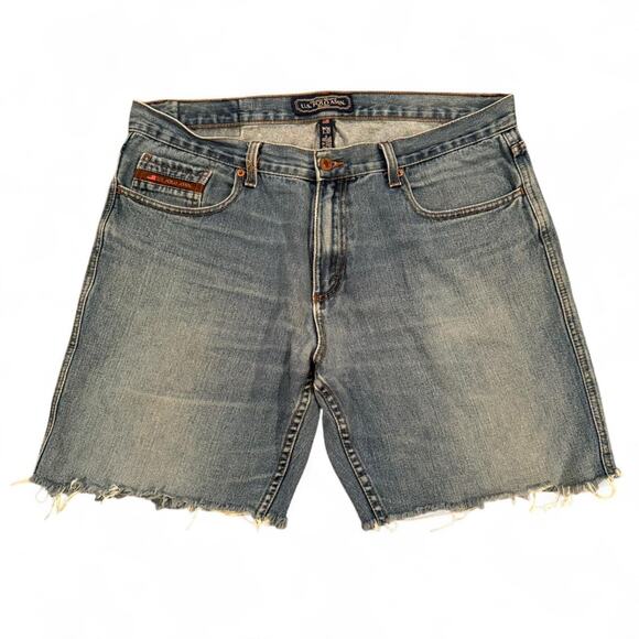U.S. Polo Assn. Y2K Distressed Grunge Cut Denim Jort Shorts Sz.36 - Picture 1 of 7